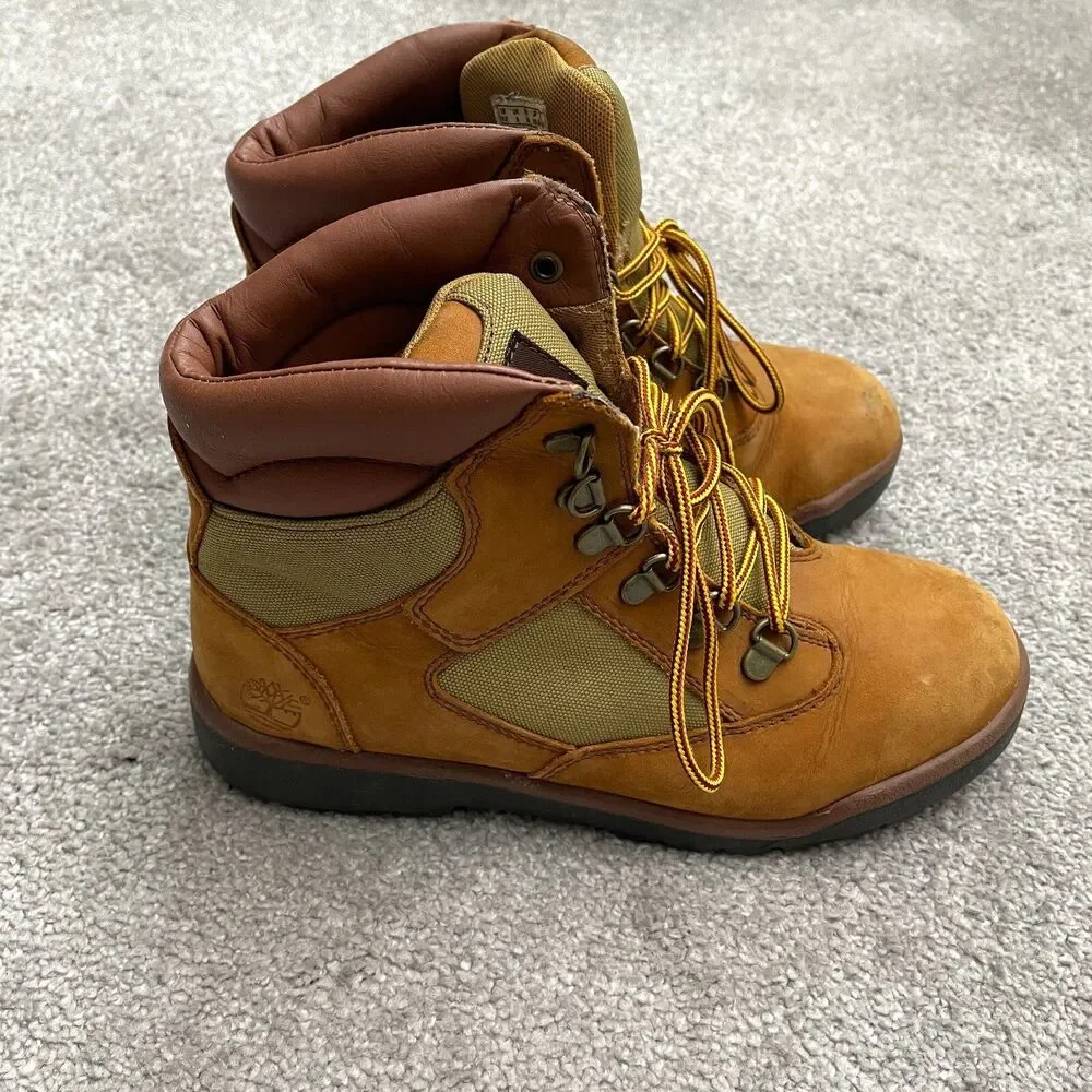Timberland Suede Leather Boots Boys Kids 5.5 Brown Lace Up School Outdoor Casual